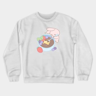 Adorable Bunny Longs for a Taste of Cream Brulee - A Moment of Temptation Crewneck Sweatshirt